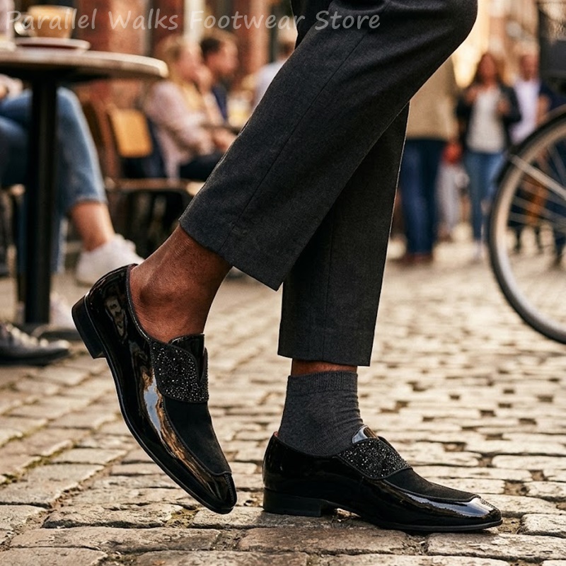 Men'S Shoes Smart - Mocasines de ante sintético negro con
